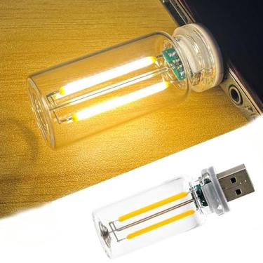 Imagem de Lâmpada ambiente vintage com controle de toque USB - luminária de mesa regulável de LED, mini luz noturna decorativa, iluminação de humor portátil para quarto, carro, acampamento, festa, decoração de