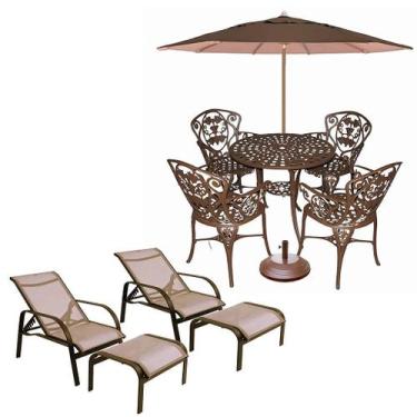Imagem de Conjunto Aluminio Fundido Jardim Viena Malbec 1 Mesa + 4 Cadeiras + Es