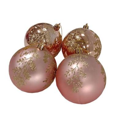 Imagem de Bola Natalina Monaco 8cm X 4pcs - Niazitex, Champanhe