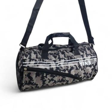 Imagem de Bolsa de Academia Viagem Treino Mala Bordo Camuflada Yins, Cinza