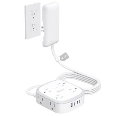 Imagem de Cabo de extensão plano Power Strip NUTICT 8 tomadas 3 USB-C 1 USB-A