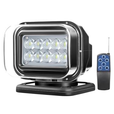 Imagem de SAN YOUNG Luz De Busca Led Com Controle Remoto, Holofote 50 W E 5000 Lm Para Teto Caminhão, Caça, Barco, Rotação 360 Graus, Auxiliar Off-Road 12 V 24 V, 6 Ímãs Fortes Integrados