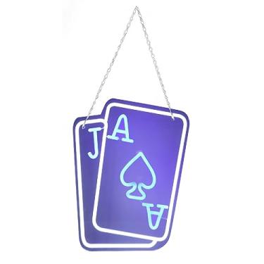 Imagem de Poker LED Sinais de néon Cartões de jogo decoração de parede neon acrílico Material USB Luz azul usuária para cassino Barro de jogo Decoração de quarto tamanho 40x31cm