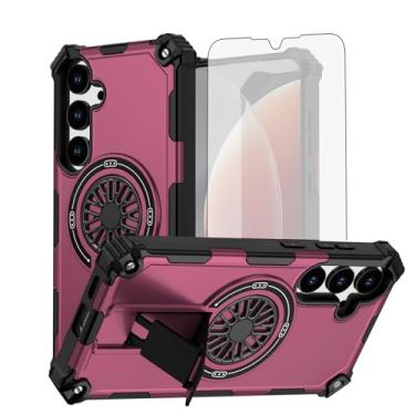 Imagem de Asuwish Capa de celular para Samsung Galaxy S24 Plus/S25 Plus S24+ S25+ 5G com protetor de tela de vidro temperado e suporte magnético Slim Cell S24Plus 24S + S 24 24+ S25Plus 25S 25+ SM-S936U roxo