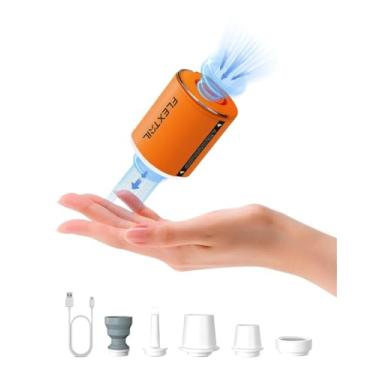 Imagem de Bomba de ar elétrica FLEXTAIL TINY PUMP 2/2X - 4kPa, bomba de acampamento portátil compatível com colchões de ar, colchões de dormir, boias de piscina e sacos de vácuo(Orange with Light)