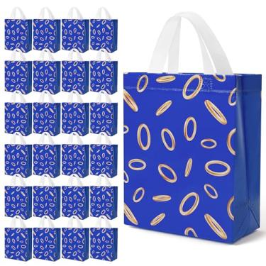 Imagem de C1krint Sacolas de lembrancinhas de festa de videogame - 24 peças azuis com estampa de anel dourado não tecido Goodie Snack Candy Treat Bag Tema de jogo Decoração para crianças adultos lembrancinhas