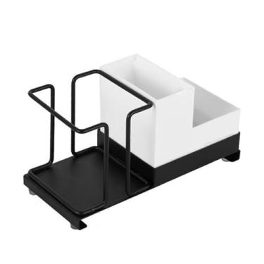 Imagem de Dispensador de copo de café descartável Dispensador de suporte universal de armazenamento multifuncional economia para barra de barra de barra carbono aço de carbono pp 20 x 11 x (Preto)