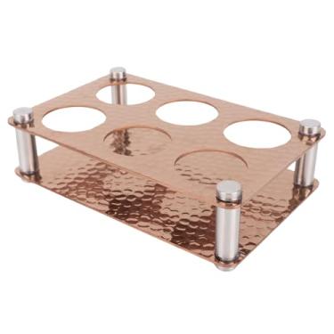 Imagem de Yosoo Os Copos de Barra de 6 Orifícios Exibem Prateleira de Aço Inoxidável, Com Bandeja de Aço Inoxidável para Xícaras, Copos e Outros Utensílios de (Ouro rosa 2x3 = 6 orifícios (3,8cm/ 1,5 em)