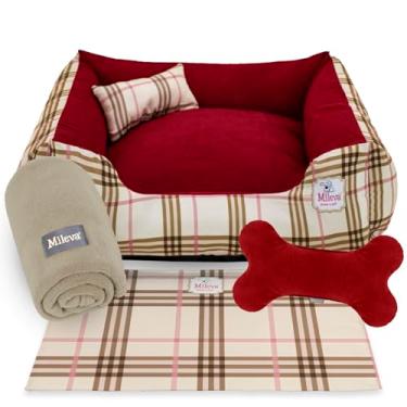 Imagem de Cama Pet Camurça + manta + Brinquedo Ossinho + Tapetinho Estampado 05 Peças - Classic - Premium 1 (60x60 cm, Burberry)