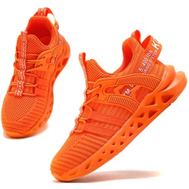 Imagem de koppu Tênis de corrida infantil para meninas e meninos da escola primária para estudantes esportivos primavera e outono sapatos casuais, Laranja-04, 17