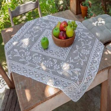 Imagem de Toalha de Mesa Renda Quadrada Chá Centro Para Mesa 80x80cm Estampa Flo