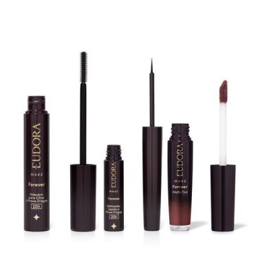 Imagem de Combo Eudora Make: Máscara Cílios Forever 8g + Delineador Líquido Fore
