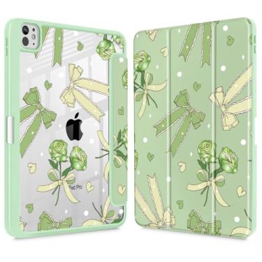 Imagem de Tuiklol Capa para iPad Pro de 11 polegadas (M4) 2024 5ª geração, porta-lápis embutido com proteção traseira transparente, suporte de três dobras, despertar/hibernar, para tablet Modelo: A2836/A2837