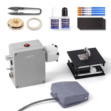 Imagem de OJYDOIIIY Kit de reparo de vara de pesca, kit de construção de vara e suprimentos, máquina de enrolar e enrolar com pedal para secagem de epóxi