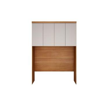 Imagem de Módulo de Quarto Casal Armário Ponte Aéreo Rizon c/ 4 Portas Freijo Cumaru c/ Fendi - Novo Horizonte