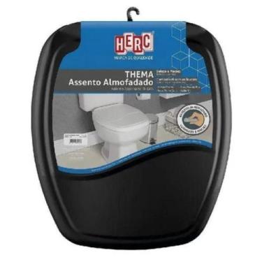 Imagem de Assento Sanitário Almofadado / Tampa Vaso Thema Quadrado - Herc, Preto