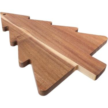 Imagem de Tábua de cortar árvore de Natal, tábua de charcutaria de árvore de Natal de madeira, tábua de queijo de árvore de Natal de 37,8 cm x 23,9 cm, tábua de servir de árvore de Natal para bandeja de sushi,