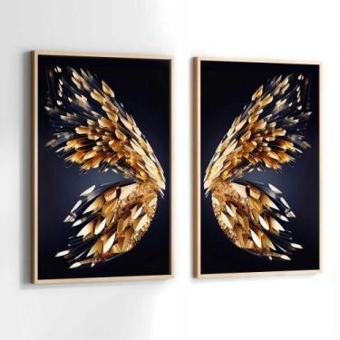 Imagem de Conjunto Quadros Decorativos com Moldura Asas de Borboleta Douradas Ki