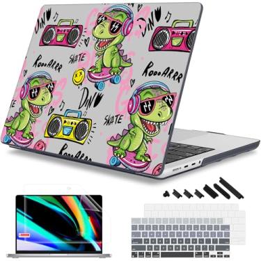 Imagem de Mektron Capa para MacBook Pro de 14 polegadas 2025 M4 2024 A3112 A3401 A3185 serve para 2023/2021 M3 A2918 A2992 M2 A2779 M1 A2442 Pro/Max, capa rígida de plástico impresso, legal Dinossauro