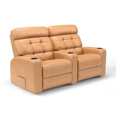 Imagem de Sofá 2 Lugares Reclinável Manual em Corino Importado Linha Cinema Damie (Caramelo)