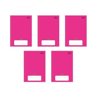 Imagem de Kit com 5 Cadernos Brochura D+ Tilibra Rosa com 96 Folhas Pautadas Pequeno Escolar Aula Linha