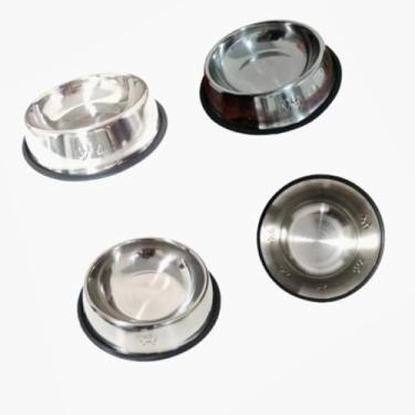 Imagem de Comedouro Tigela para Cachorro em Aço Inox 18cm | Antiderrapante, Higiênico e Resistente, Ideal para Ração e Água