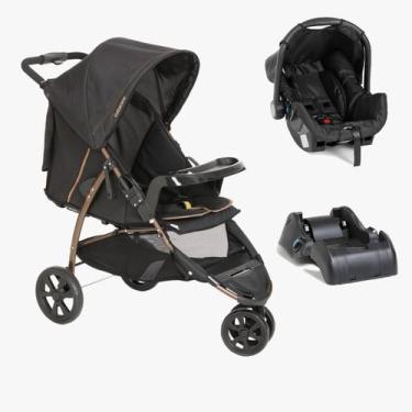 Imagem de Trio Carrinho Cross Trail Preto Cobre + Bebê Conforto e Base - Galzera