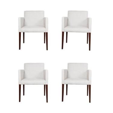 Imagem de Kit 4 Poltronas Nina Executiva Em Tecido Sintético - Branco - Cor: Bra