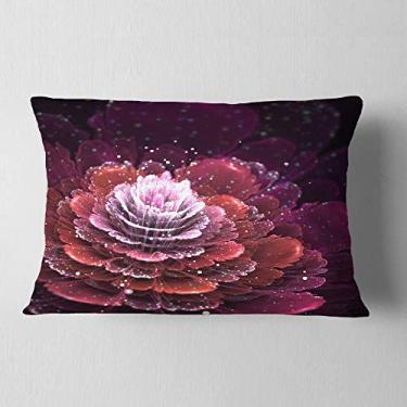 Imagem de Designart Fractal Flower Red and White' Floral Throw Lombar Sala de estar, sofá, enchimento de almofada + capa de almofada impressa em ambos os lados 30,5 x 50,8 cm