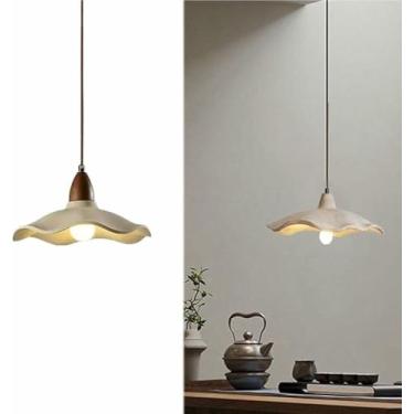 Imagem de WLHAZMWY Luminária pendente industrial retrô luminária pendente em forma de folha lâmpada de concreto para pendurar minimalista ajustável
