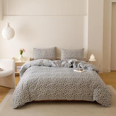Imagem de KAREVER Jogo de cama casal com estampa de leopardo, preto, branco, guepardo, animal