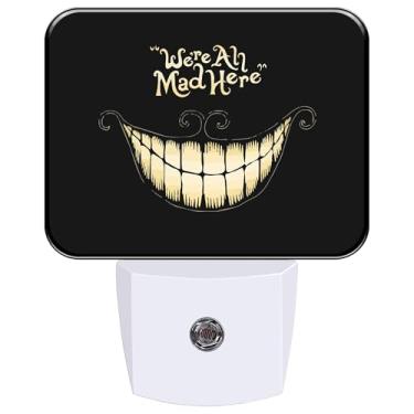 Imagem de AKKAVNIA Lâmpada noturna de LED com plugue de sorriso de Halloween com sensor inteligente do anoitecer ao amanhecer para quarto adulto, sala de estar, corredor, cozinha