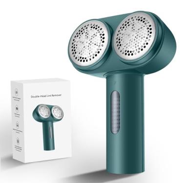 Imagem de HANDZEE Barbeador de tecido elétrico, removedor de fiapos profissional, removedor de fiapos elétrico de cabeça dupla 2000 mAh, velocidade ajustável de 2ª marcha, removedor de comprimidos de 6 lâminas