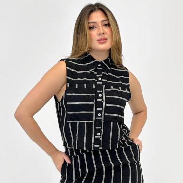 Imagem de Camisa Bana Bana Cropped Regata Listrada Feminina-Feminino