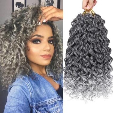 Imagem de Cabelo de crochê EERYA Gogo Curl 14 cm curto, encaracolado, cinza para