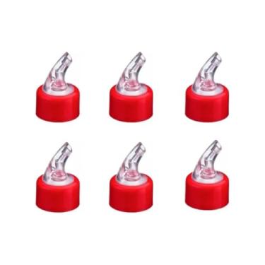 Imagem de Conjunto de 6 Bicos Dosadores para Azeite e Vinagre, 30mm, Compatível com Garrafas de Gargalo Estreito,Vermelho