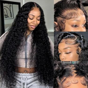 Imagem de Perucas frontais de renda Serwell Water Wave 76 cm Cabelo humano 200% 