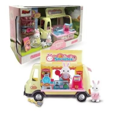 Imagem de Carrinho de Sorvete Casinha Feliz, 25cm, com 2 Bonecas e Pet, Brinquedo Infantil