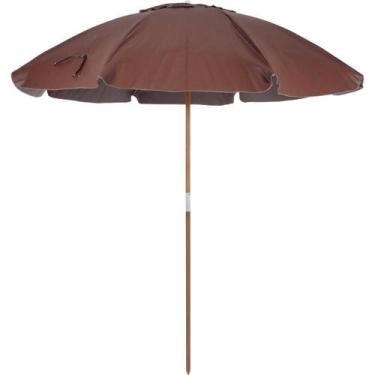 Imagem de Guarda Sol 2,40 Metros Marrom em Bagum Caiobá Alumínio com Vareta de F