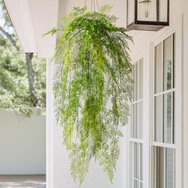 Imagem de Bailikang Faux Haning, 2 peças, parede de samambaia falsa, resistente a UV, hera artificial, vegetação sintética, plantas de plástico para pátio, varanda, plantas de plástico para ambientes internos e