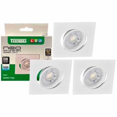 Imagem de Kit 3 Spot Led Neo Mr16 Embutir Quadrado 5w Taschibra 6500k