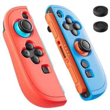 Imagem de PAWDIARY Switch 2 joycon Case Silicone Softshell, [2 Pieces] Frosted Switch 2 2025 joycon Grip Cover Protector and 2 Thumb Caps, Comfort Handheld Controller Skin Accessories - Red&Blue