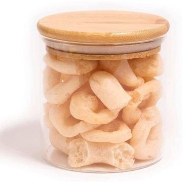 Imagem de Pote Redondo Hermético De Vidro Com Tampa Em Bambu 550Ml