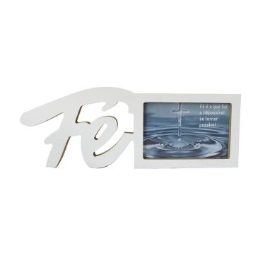 Imagem de Porta Retrato Em Madeira Com a Frase Fé  10x15 cm