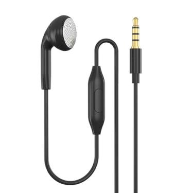 Imagem de YAJOJO Fone de ouvido de lado único, fone de ouvido com microfone e controle em linha, plugue de 3,5 mm compatível com iPad, iPods, leitores portáteis, tablets, MP3 players, rádios, para orelhas