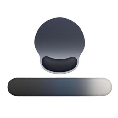 Imagem de AsrMyjcx Suporte de pulso para pad, apoio de pulso para teclado, digitação fácil, pad gamer confortável para casa, café, viagem, Azul Preto