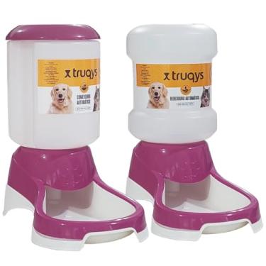 Imagem de Comedouro e Bebedouro Automático para Cães 2 em 1 - Dispensador de Ração 1kg + Reservatório de Água - Sistema Antiumidade e Vedação Total (Rosa)