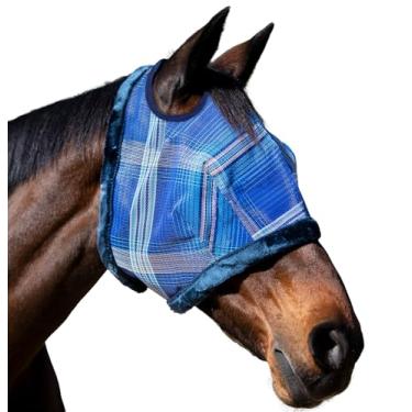 Imagem de Kensington Máscara UV Fly com acabamento de lã – Máscara protetora com abertura dupla para orelha e liberdade de forelock – grande, azul Kentucky