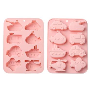 Imagem de UR URLIFEHALL 2 moldes de silicone para veículos, avião, barco, carro, formas de chocolate para assar alimentos, gelatinas, doces, bolos, biscoitos, sobremesas