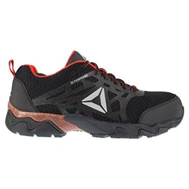 Imagem de Reebok Tênis de trabalho masculino RB1061 Beamer bico de segurança sem costura, acabamento preto e vermelho, Preto, 10.5 Wide
